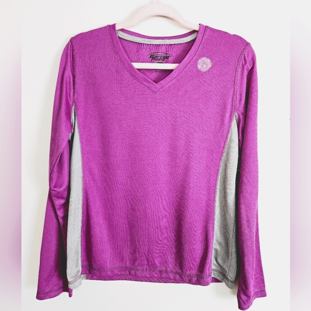 Starting Point Active Purple Gray Long Sleeve Running Shirt Size XL Extra Large